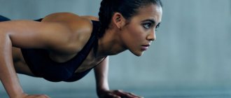 Girl doing push-ups from the floor