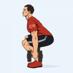 приседания с гантелями