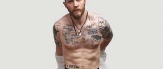 Tom Hardy's exercises for pumping up the trapezius and deltoids